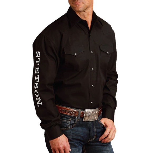 Stetson Other - Stetson Mens Black 100% Cotton Logo Wear size Small Shirt